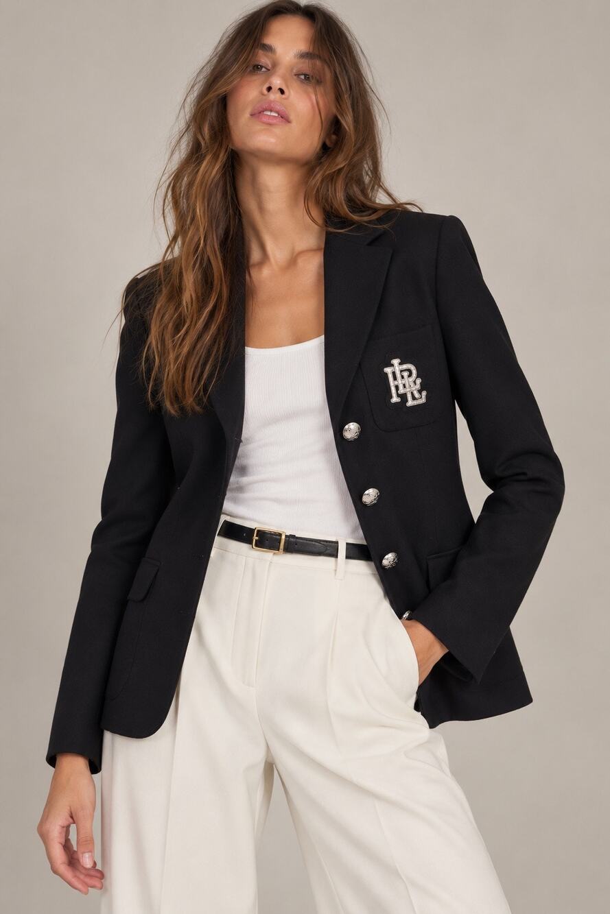 Ralph Lauren LRL Emblem Fitted Blazer Jacket Blazer Preppy 4 Petite Wool